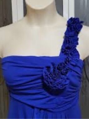 Enfocus Studios Size 6 Royal/Cobalt Blue Asymmetrical One Shoulder Cocktail Dres